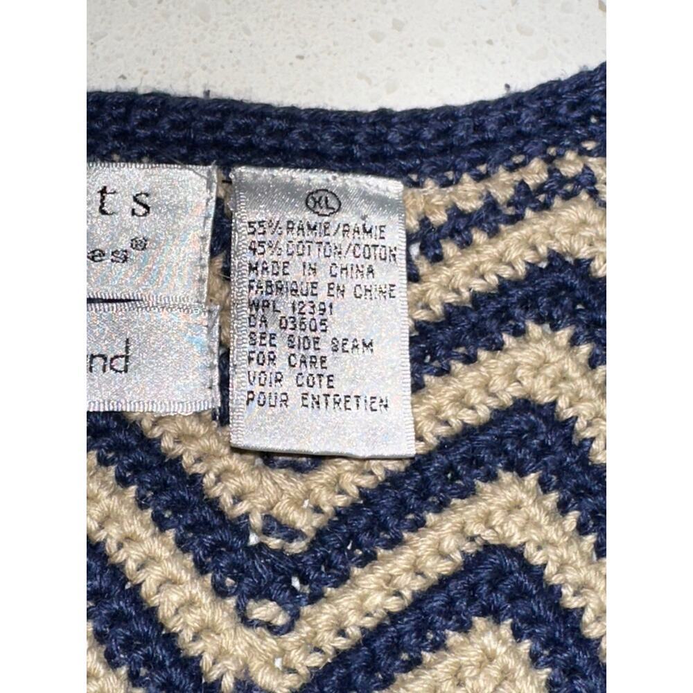 Boho Hand Knit Sweater Vest XL Cottagecore Floral Embroidered Knit Cardigan XL - Picture 5 of 14